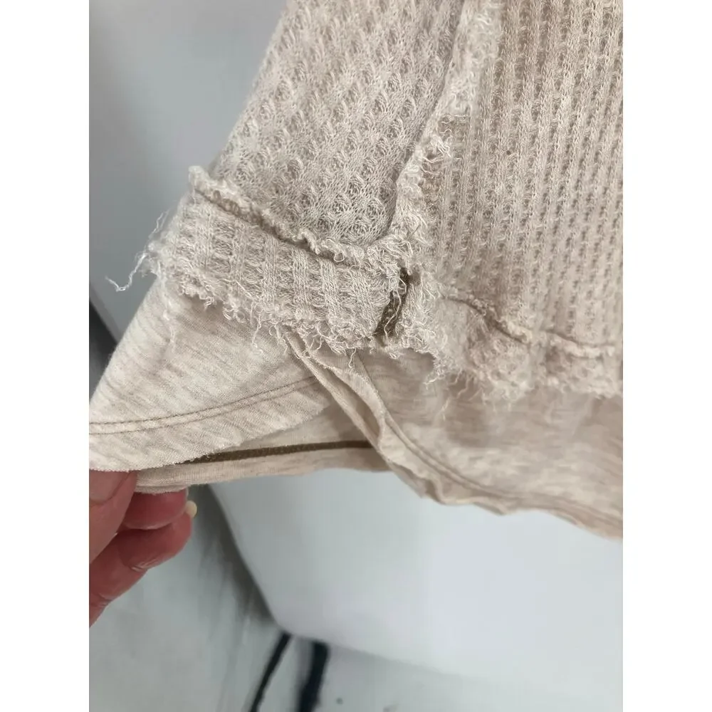 Free People We The Free Laguna Waffle Knit Tunic Thermal Oatmeal Beige Medium - Picture 7 of 12